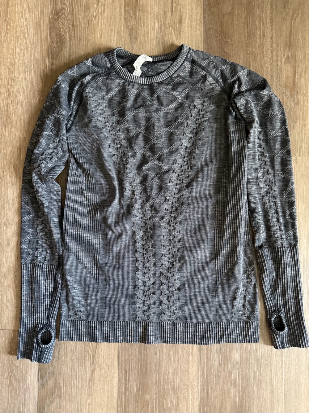 lululemon athletica Charcoal Gray Crewneck Cable Knit Sweater